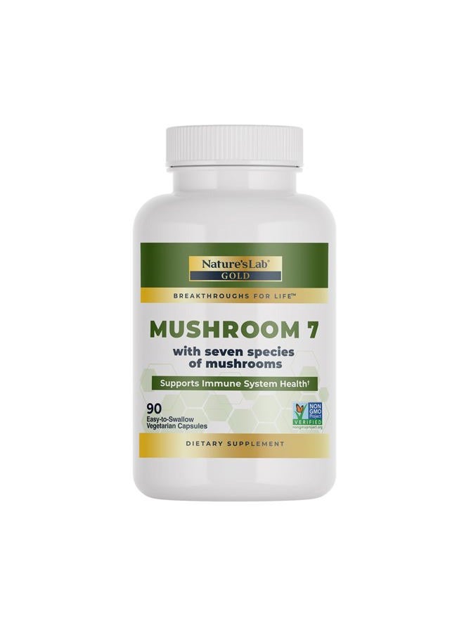 Nature's Lab Mushroom 7 Organic Blend - Benefits The Immune System, Cell Function and Endurance - 90 Capsules (45 Servings) - Image 1
