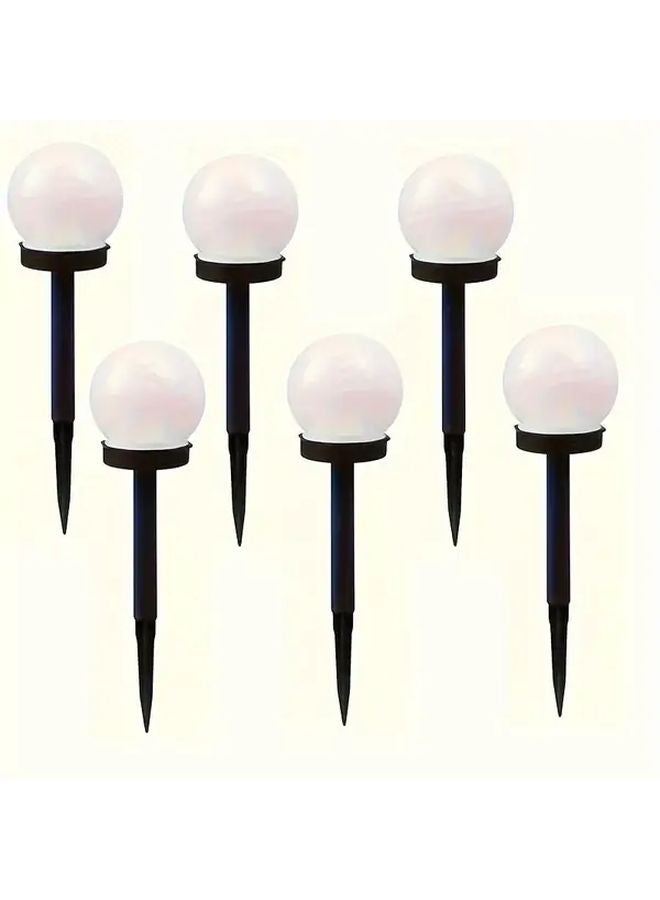 6 Pack White Solar Spherical Outdoor Path Lights Garden Lawn Decoration - Image 1