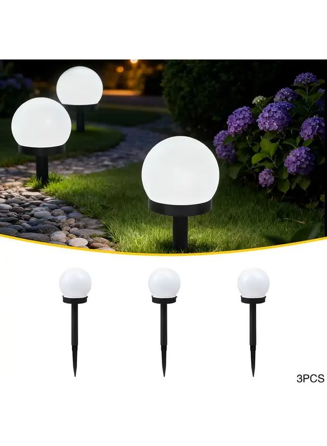 6 Pack White Solar Spherical Outdoor Path Lights Garden Lawn Decoration - Image 2