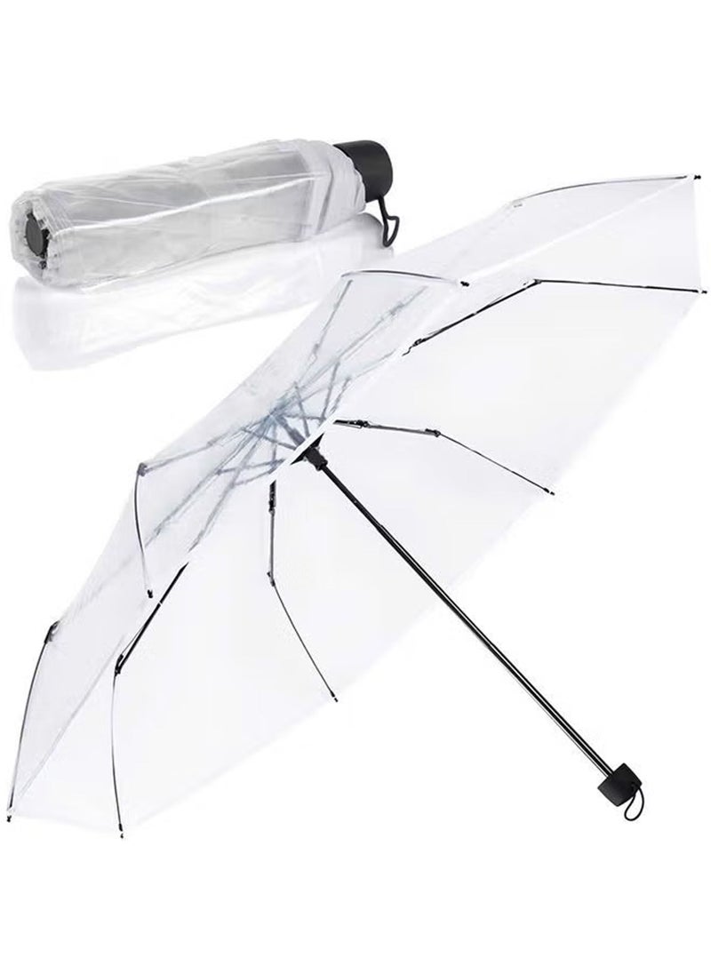 Rock Pow - Folding Umbrellas Travel Umbrella, Transparent Umbrella Pocket Umbrella, Portable Compact Protection, Light Weight Waterproof, Rain and Sun Umbrella Elegant Umbrella In Transparent - Image 1