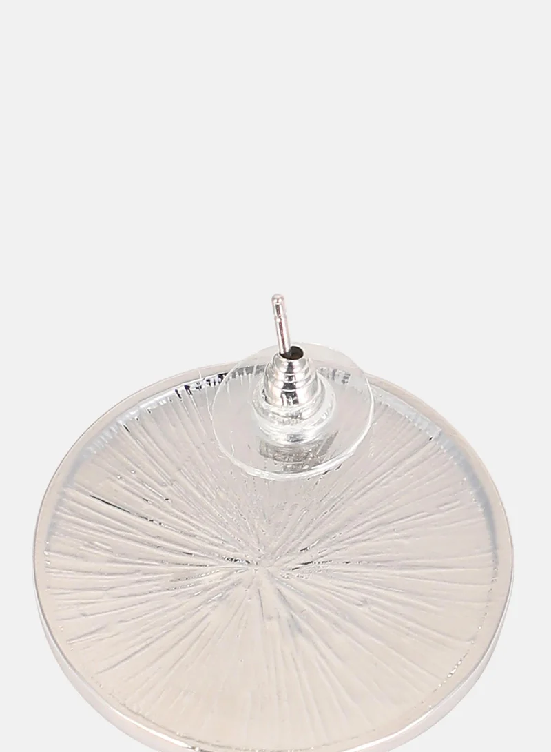 SOHI Women The Enamel-Coin Stud Earrings | Metallic Silver Colour | One-Size | Metallic Alloy Material | Push Back Closure | Earrings For Casual & Evening Wear