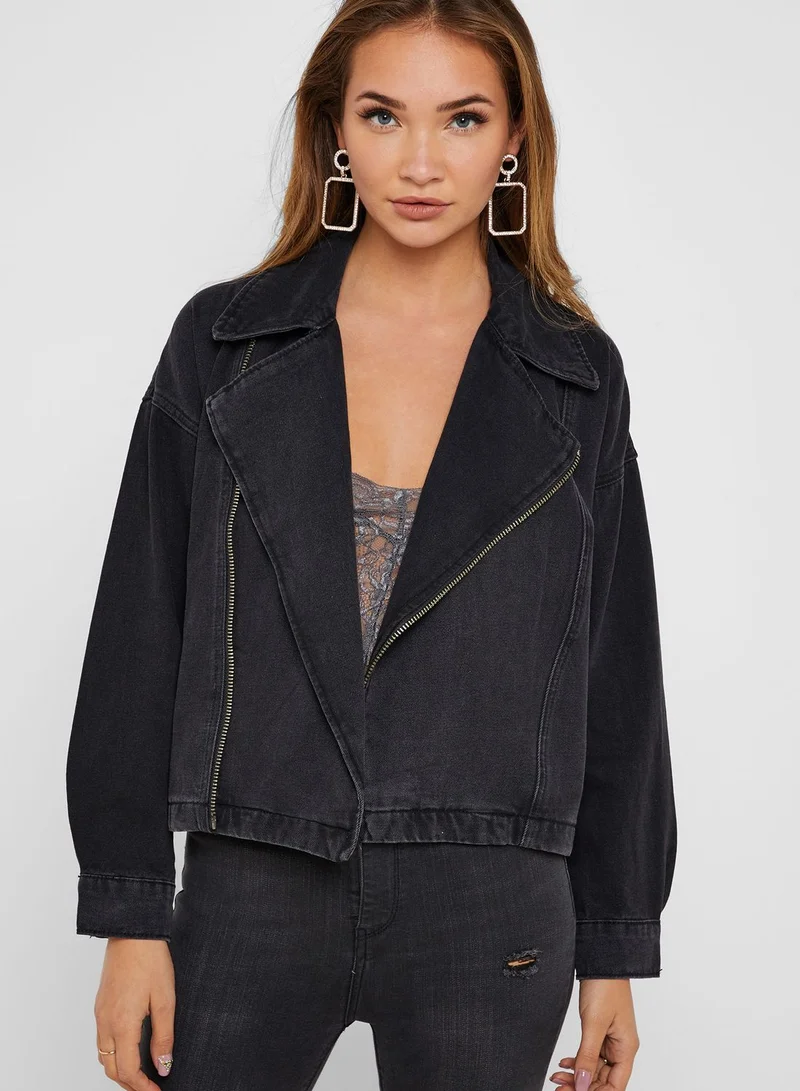 FOREVER 21 Denim Moto Jacket