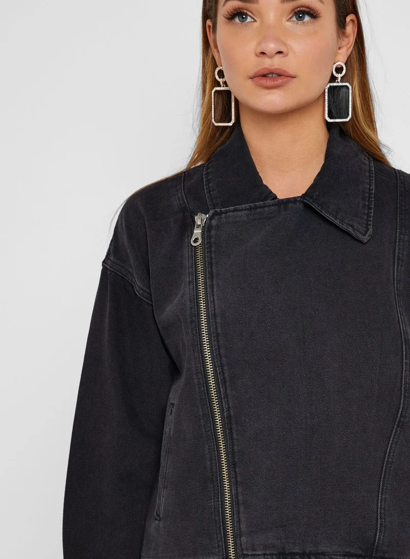 FOREVER 21 Denim Moto Jacket