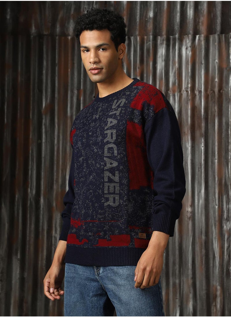 HIGH STAR - Men's Multicoloured 100% Acrylic Solid Sweater - Image 1