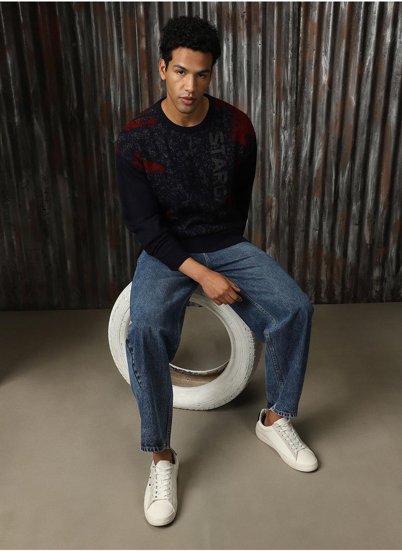 HIGH STAR - Men's Multicoloured 100% Acrylic Solid Sweater - Image 1