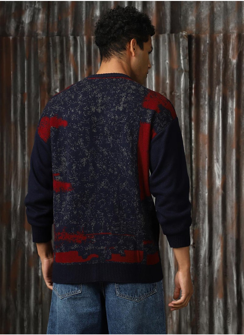 HIGH STAR - Men's Multicoloured 100% Acrylic Solid Sweater - Image 1