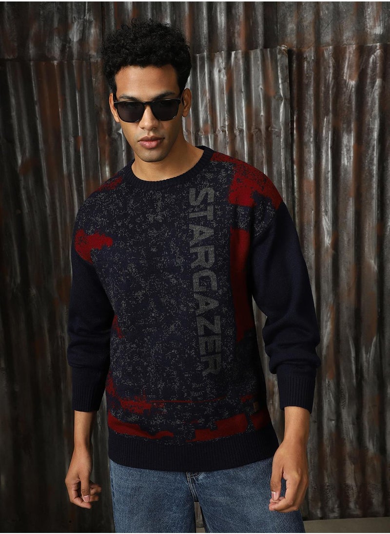 HIGH STAR - Men's Multicoloured 100% Acrylic Solid Sweater - Image 1