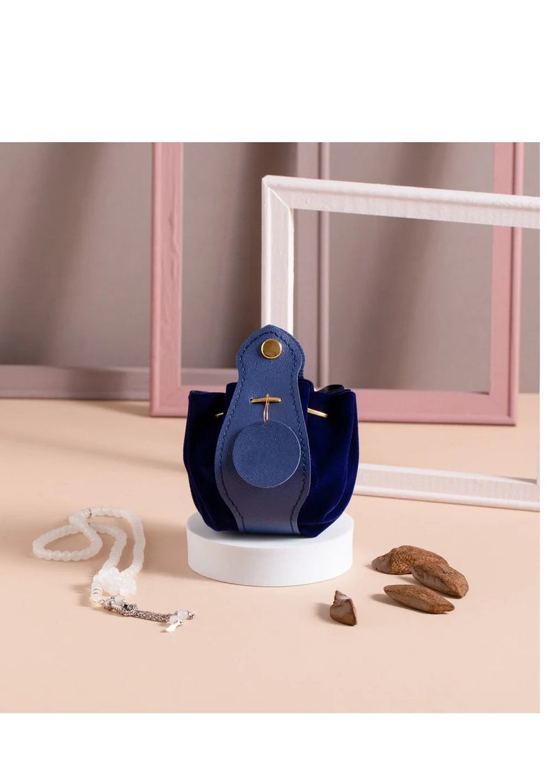 Generic A set of (12) luxury velvet bags for distributions, blue color |*15.5*14.5 cm - Image 1