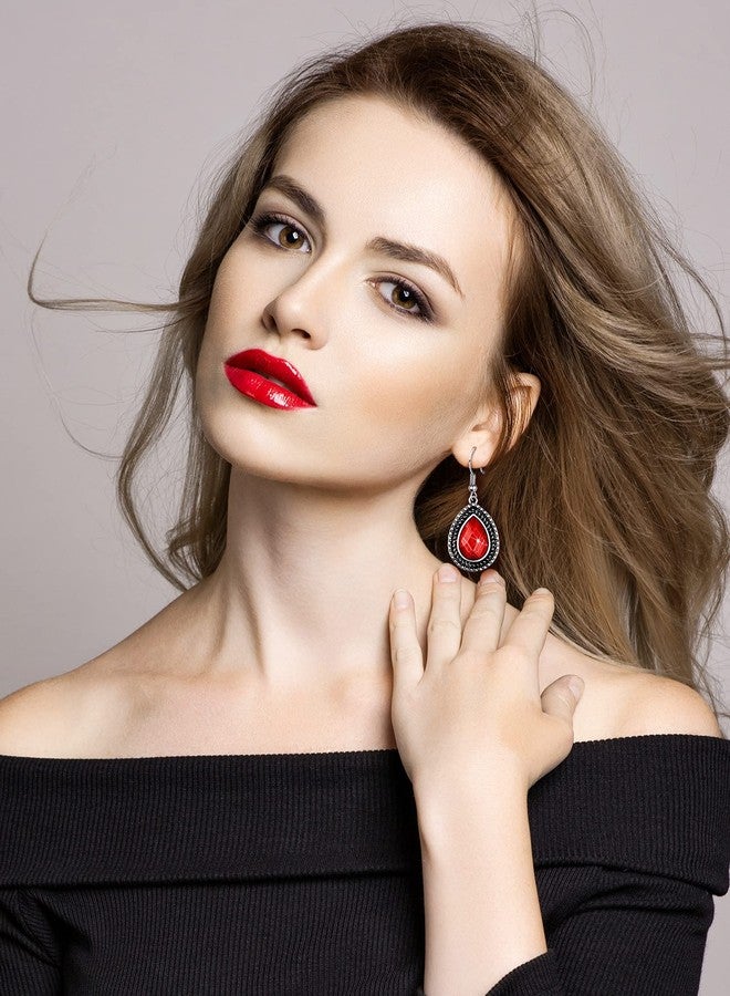 MTLEE 9 Pairs Boho Dangle Earrings Set Pearl Drop Crystal Earrings for Women Teardrop Earrings Rainbow Earrings - Image 4