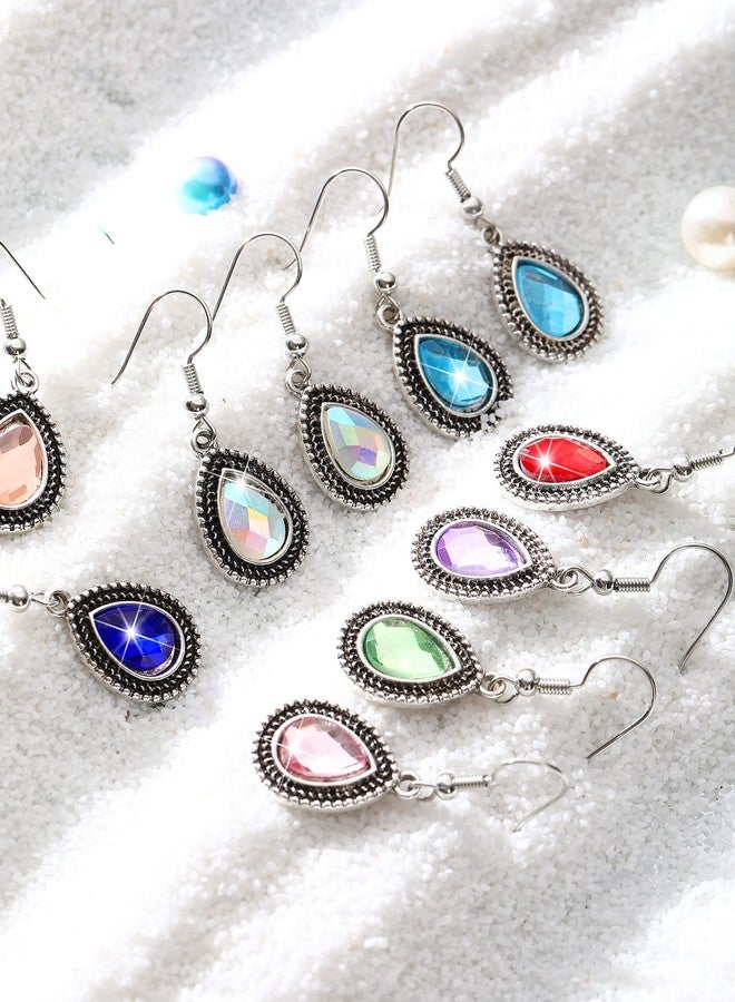 MTLEE 9 Pairs Boho Dangle Earrings Set Pearl Drop Crystal Earrings for Women Teardrop Earrings Rainbow Earrings - Image 3