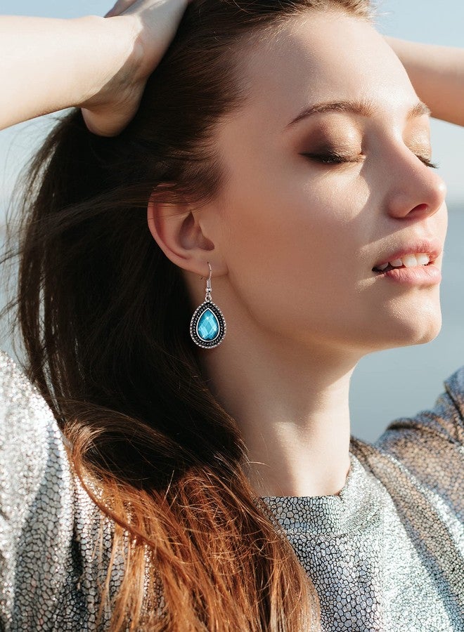 MTLEE 9 Pairs Boho Dangle Earrings Set Pearl Drop Crystal Earrings for Women Teardrop Earrings Rainbow Earrings - Image 5