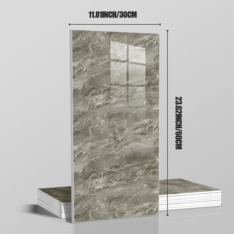 Chejiaye 10pcs Marble Peel and Stick Waterproof Wall Panels,Heat-Resistant Backsplash Tile, 23.6"x11.8" PVC Foam Wall Sticker for Kitchen,Living Rooms, Bedrooms TV Walls,Grey (Not Real Tile 19.4Sq. Ft.) - Image 4