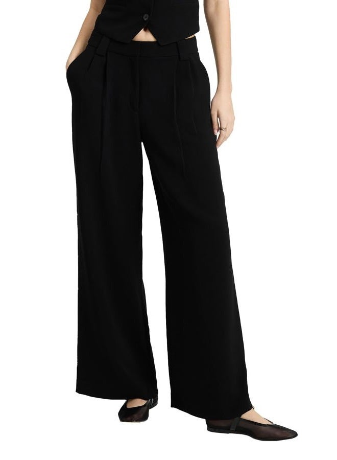 EXPRESS Women's High Waisted Relaxed Fit Trousers – Tailored Wide Leg Dress Pant for Work, Events, or Casual Wear, Black, 10 - Image 1