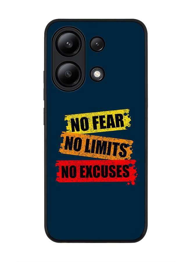 Stylizedd Rugged Black edge case for Xiaomi Redmi Note 13 4G, Slim fit Soft Case Flexible TPU Gel Thin Cover -  No Fear Limits Excuses - Image 1