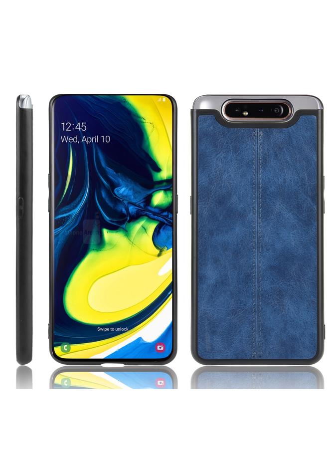 اس-توب جراب لهاتف Galaxy A80/A90 مقاوم للصدمات بنمط جلد البقر المخيط من البولي كربونات + البولي يوريثان الحراري + جراب TPU - Image 1