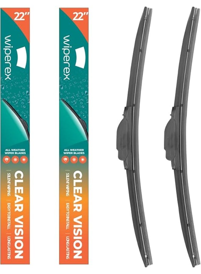 ويبيركس WiperEX 22" + 22" Wiper Blades – Silent, Streak-Free, Anti-Lift, Durable Natural Rubber Pair (Pack of 2) - Image 1