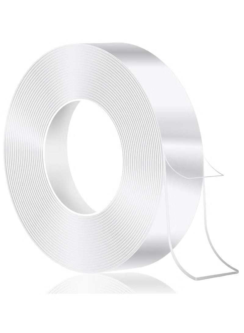 Nano Double Sided Tape Transparent Nano Gel Tape Heavy Duty Strong Adhesive Reusable Washable Waterproof Clear Mounting Tape Removable No Drill No Nails Wall Hanging Tape for Picture Frames Mirrors Hooks Carpet Rug Cable Organizer Home Office Kitchen Bathroom DIY Acrylic Tape Grip