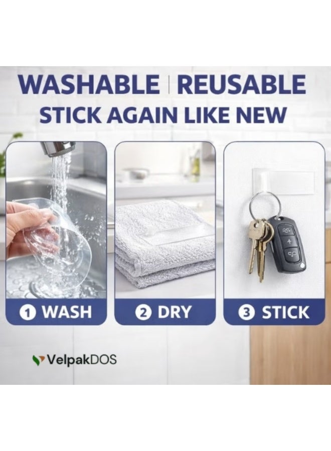 VelpakDOS Nano Double Sided Tape Transparent Nano Gel Tape Heavy Duty Strong Adhesive Reusable Washable Waterproof Clear Mounting Tape Removable No Drill No Nails Wall Hanging Tape for Picture Frames Mirrors Hooks Carpet Rug Cable Organizer Home Office Kitchen Bathroom DIY Acrylic Tape Grip - Image 5