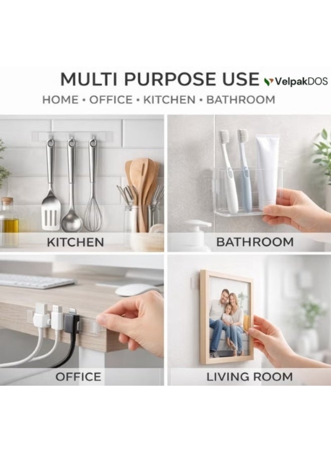 VelpakDOS Nano Double Sided Tape Transparent Nano Gel Tape Heavy Duty Strong Adhesive Reusable Washable Waterproof Clear Mounting Tape Removable No Drill No Nails Wall Hanging Tape for Picture Frames Mirrors Hooks Carpet Rug Cable Organizer Home Office Kitchen Bathroom DIY Acrylic Tape Grip - Image 4