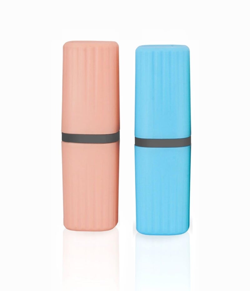 FOREWILD 2PCS Travel Toothbrush Case, Portable Multifunctional Wash Cup, 2 Colors Hard Plastic Toothbrush Toothpaste Cup Holder Organizer for Trips Camping Bathroom School Travel Outdoor (Multi) - Image 2