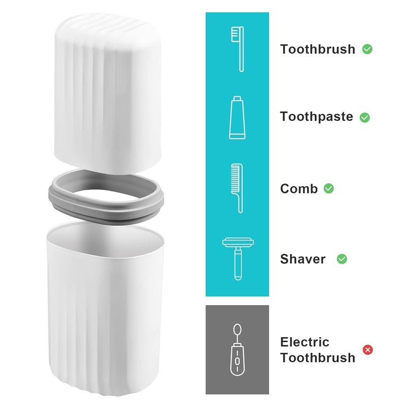 FOREWILD 2PCS Travel Toothbrush Case, Portable Multifunctional Wash Cup, 2 Colors Hard Plastic Toothbrush Toothpaste Cup Holder Organizer for Trips Camping Bathroom School Travel Outdoor (Multi) - Image 5