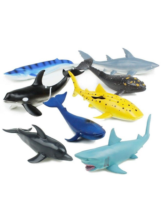 BOLEY Boley Great Sea Creatures 8-Pack: 7-10" Soft Plastic Ocean Animal Figurines - Realistic Shark, Whale, Dolphin Toys - Educational & Sensory Playset for Kids, Party Favors, Classroom Supplies - Image 1