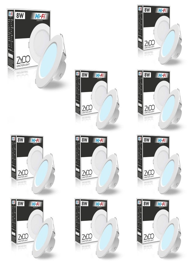 elleys' ZYDO 8W LED Down Light (Cool White Light) Round Recessed Ceiling LED Light | Cut Out- 75 mm | BIS Certified & 4KV Surge Protection pop Lights for Ceiling (8W, Pack of 10) - Image 1