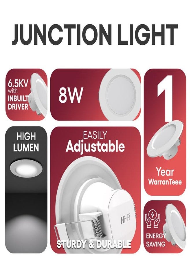 elleys' ZYDO 8W LED Down Light (Cool White Light) Round Recessed Ceiling LED Light | Cut Out- 75 mm | BIS Certified & 4KV Surge Protection pop Lights for Ceiling (8W, Pack of 10) - Image 2