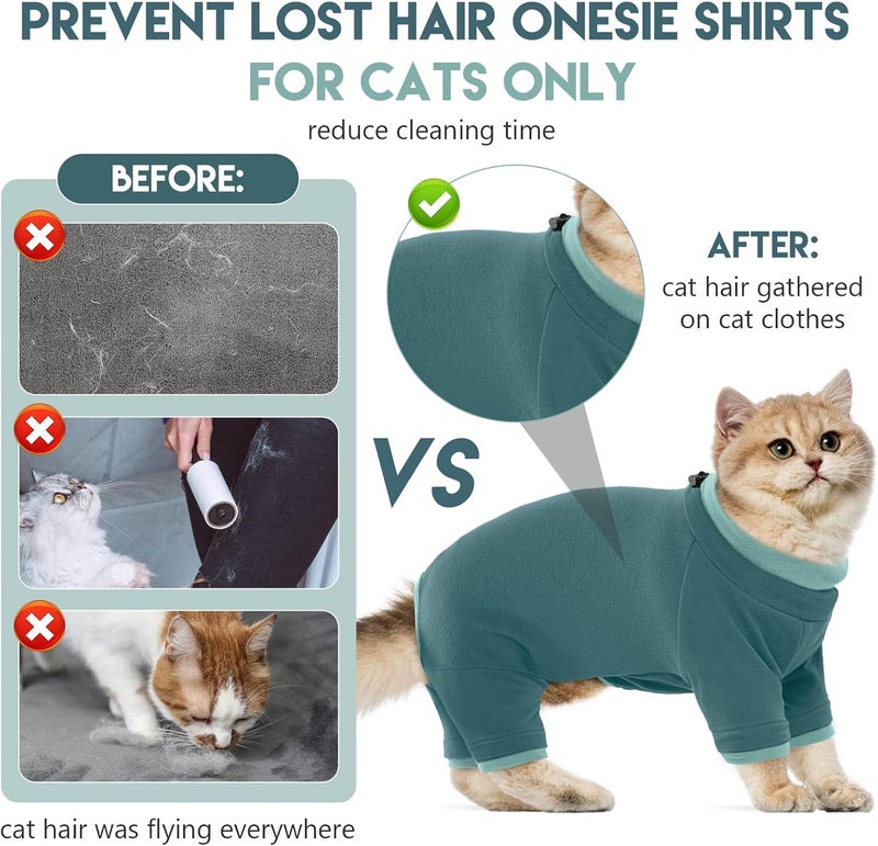 ADNIKIA Cat Pajamas for Cats Only, Sticky Hair Cat Clothes, Sphynx Hairless Cats Sweater, Cat Onesie for Cats After Surgery Female Male, Prevent Lost Hair Kitten Onesie Shirts Costumes Outfits for Pet - Image 3