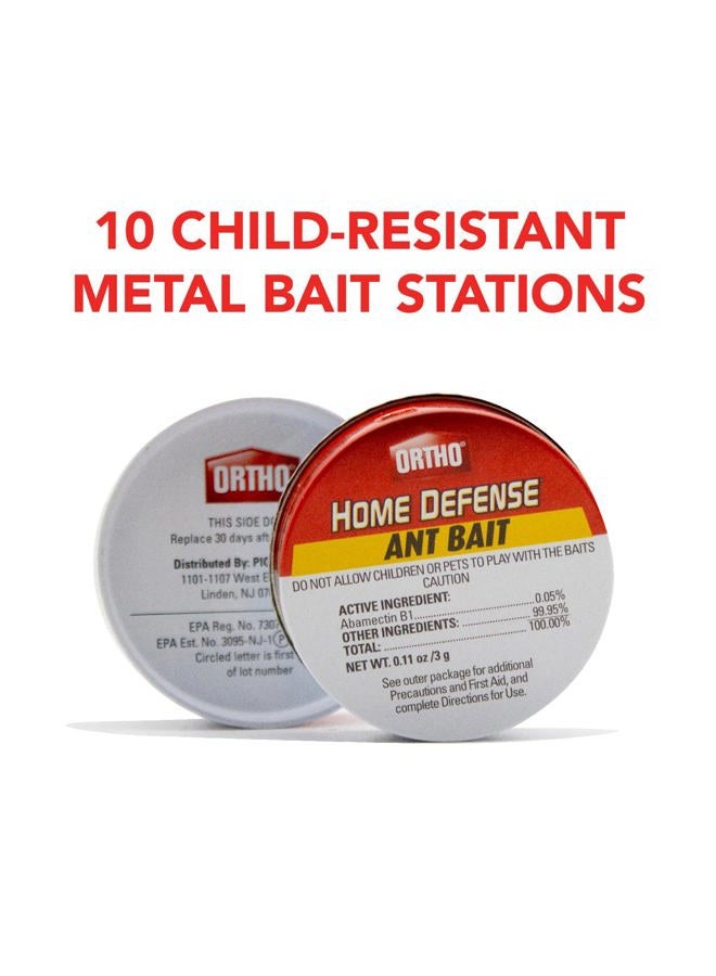 Ortho Home Defense Ant Bait Traps, Outdoor & Indoor Ant Killer, 10 Metal Stations with 4 Food-Based Attractants, Child-Resistant Design, Formulated with Abamectin B1, Ready-to-Use Bait Station - Image 3