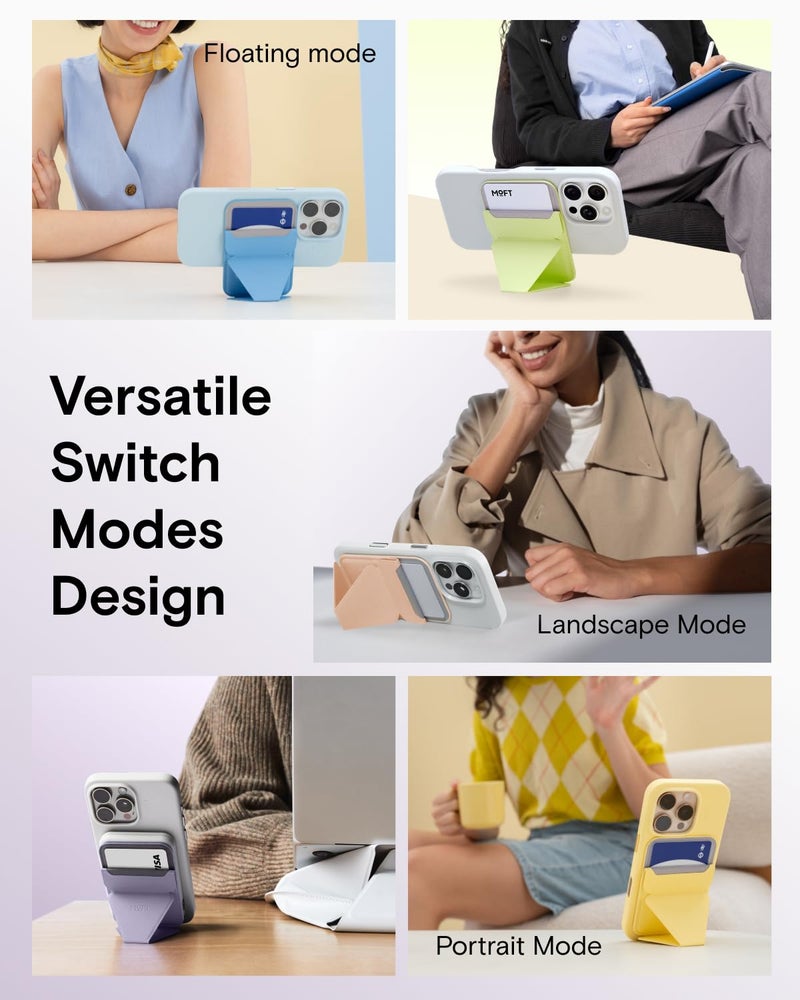 MOFT Magnetic Wallet Stand Compatible with iPhone 16/15/14/13/12 Series, Angle Adjustment & Magsafe Compatible MOVAS Phone Stand, Soothing Mist - Image 5