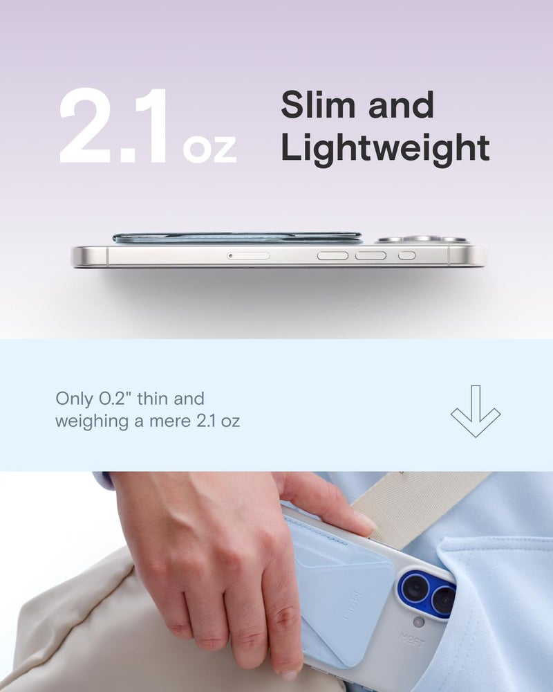 MOFT Magnetic Wallet Stand Compatible with iPhone 16/15/14/13/12 Series, Angle Adjustment & Magsafe Compatible MOVAS Phone Stand, Soothing Mist - Image 2