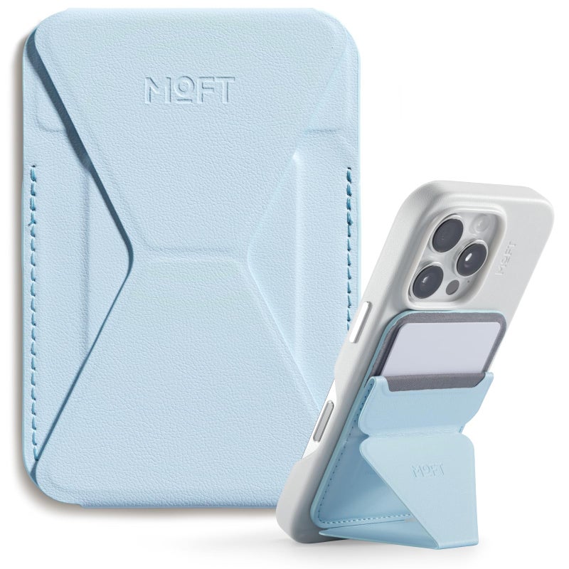 MOFT Magnetic Wallet Stand Compatible with iPhone 16/15/14/13/12 Series, Angle Adjustment & Magsafe Compatible MOVAS Phone Stand, Soothing Mist - Image 1