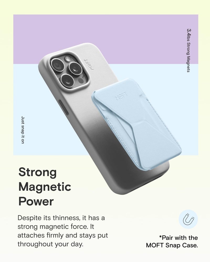 MOFT Magnetic Wallet Stand Compatible with iPhone 16/15/14/13/12 Series, Angle Adjustment & Magsafe Compatible MOVAS Phone Stand, Soothing Mist - Image 4