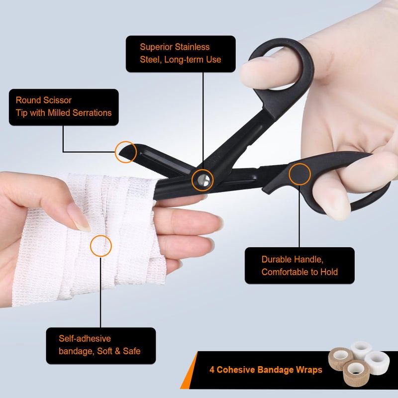 BOVKE 15 Pcs Stethoscope Case Sets Medical Supplies Include Stethoscope Case, Medical Scissors, 2 Penlights with Batteries, Bandage Wraps, Name Card Holder for Nursing School Tool Kits, Black - Image 4