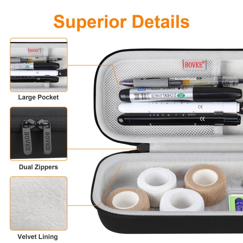 BOVKE 15 Pcs Stethoscope Case Sets Medical Supplies Include Stethoscope Case, Medical Scissors, 2 Penlights with Batteries, Bandage Wraps, Name Card Holder for Nursing School Tool Kits, Black - Image 3