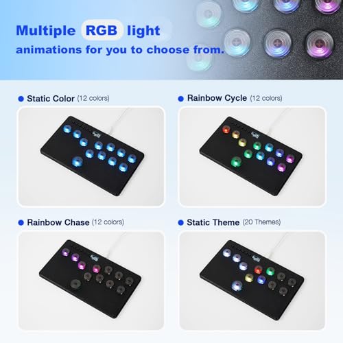 BITFUNX Flatbox Leverless Controller Arcade Stick, All-Button Arcade Controller 12Keys for PS4/PS3/PC/Switch/Steam, Arcade Fight Stick with SOCD/RGB/Turbo/Hot-Swap/Low Profile Switch - Image 5