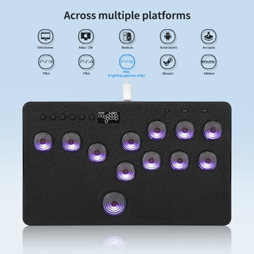 BITFUNX Flatbox Leverless Controller Arcade Stick, All-Button Arcade Controller 12Keys for PS4/PS3/PC/Switch/Steam, Arcade Fight Stick with SOCD/RGB/Turbo/Hot-Swap/Low Profile Switch - Image 2