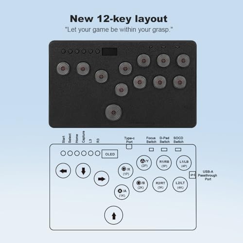 BITFUNX Flatbox Leverless Controller Arcade Stick, All-Button Arcade Controller 12Keys for PS4/PS3/PC/Switch/Steam, Arcade Fight Stick with SOCD/RGB/Turbo/Hot-Swap/Low Profile Switch - Image 3