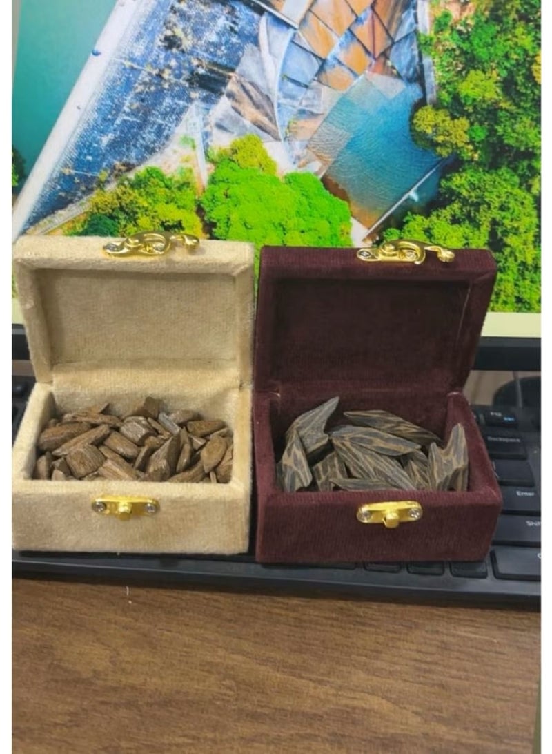 One *wuqiyya* of Super Tiger Oud chips + one *wuqiyya* of Royal Cambodian Oud.