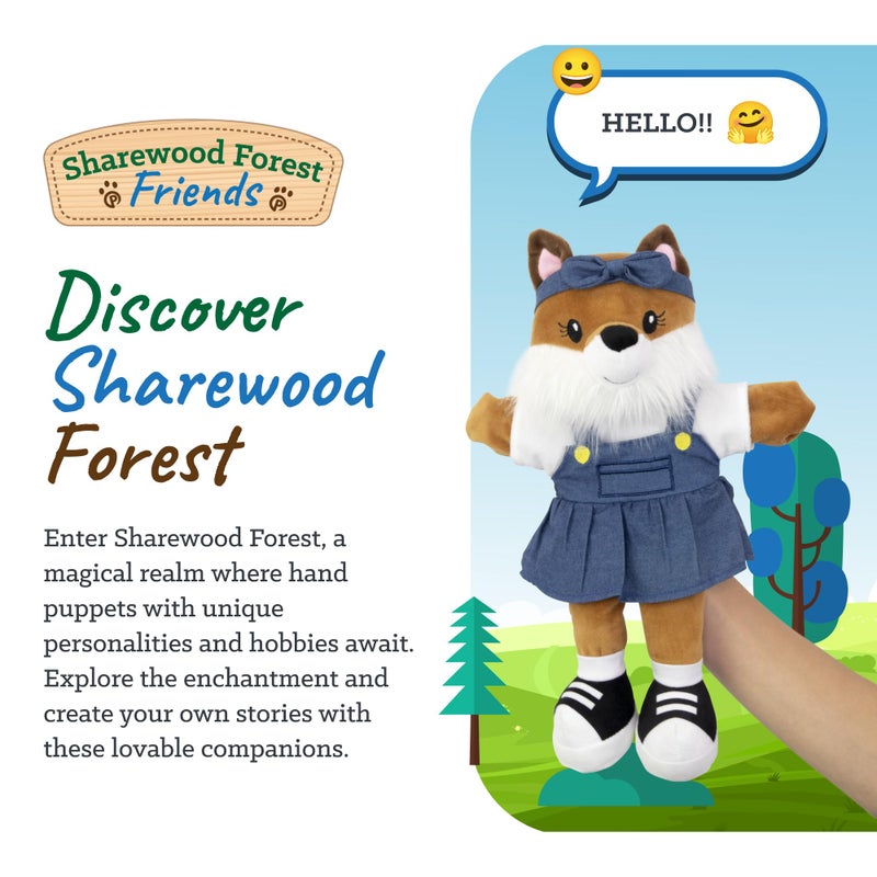 Playtime by Eimmie Sharewood Forest Friends Fiona The Fox Hand Puppet - Stuffed Animal for Toddlers, Teachers, School - Perfect for Puppet Theatre and Creative Play - Small and Large - Image 2