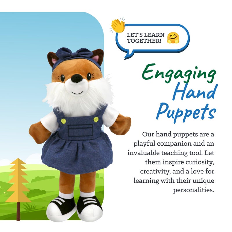 Playtime by Eimmie Sharewood Forest Friends Fiona The Fox Hand Puppet - Stuffed Animal for Toddlers, Teachers, School - Perfect for Puppet Theatre and Creative Play - Small and Large - Image 4