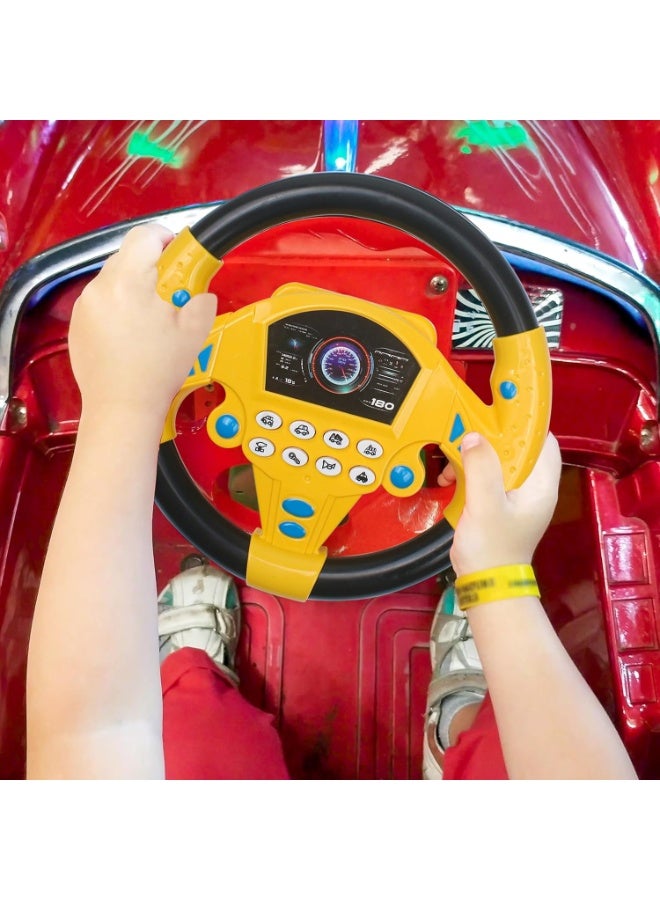Steering Wheel Simulated Toy for Kids Babies 3+ Years Old, Small Electronic Simulated Driving Driver Racing Toy with Sound (Yellow) - Image 3