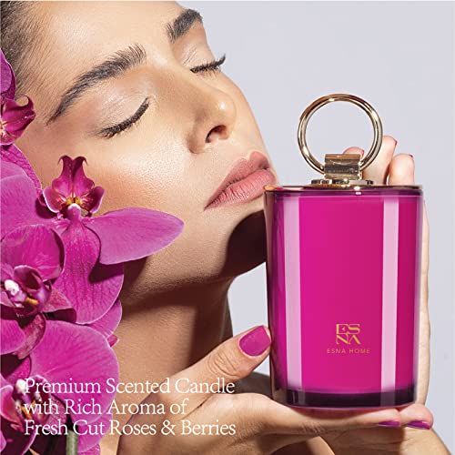 ESNA HOME شمعة عطرية معطرة من شمع الصويا الطبيعي بزيت اللافندر 50 ساعة احتراق طويلة للاسترخاء، شمعة ذهبية مع غطاء، هدية عيد الميلاد لها، ديكور غرفة النوم - Image 5
