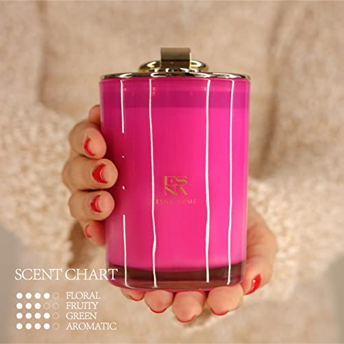 ESNA HOME شمعة عطرية معطرة من شمع الصويا الطبيعي بزيت اللافندر 50 ساعة احتراق طويلة للاسترخاء، شمعة ذهبية مع غطاء، هدية عيد الميلاد لها، ديكور غرفة النوم - Image 2