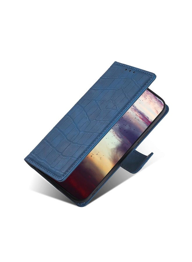 HuHa Case Cover For Honor Play 4T Skin Feel Crocodile Texture Magnetic Clasp PU Leather Phone Case(Blue) - Image 4