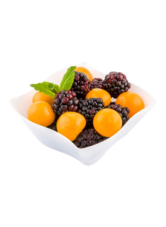 Restaurantware 3.3 x 3.3 x 1.4 Inch Dessert Plates, 100 Small Cocktail Plates - Square, Wavy Edges, White Plastic Disposable Appetizer Plates, Holds Entrees, For Wedding, Or Birthday Parties - Image 2