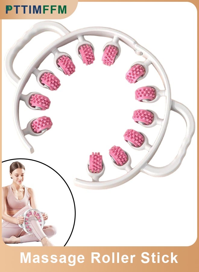 PTTIMFFM 12-Wheel Cellulite Massage Roller Stick, Deep Tissue Fascia Tool for Pain Relief, Muscle Recovery & Body Sculpting with Ergonomic Non-Slip Handles - Image 1