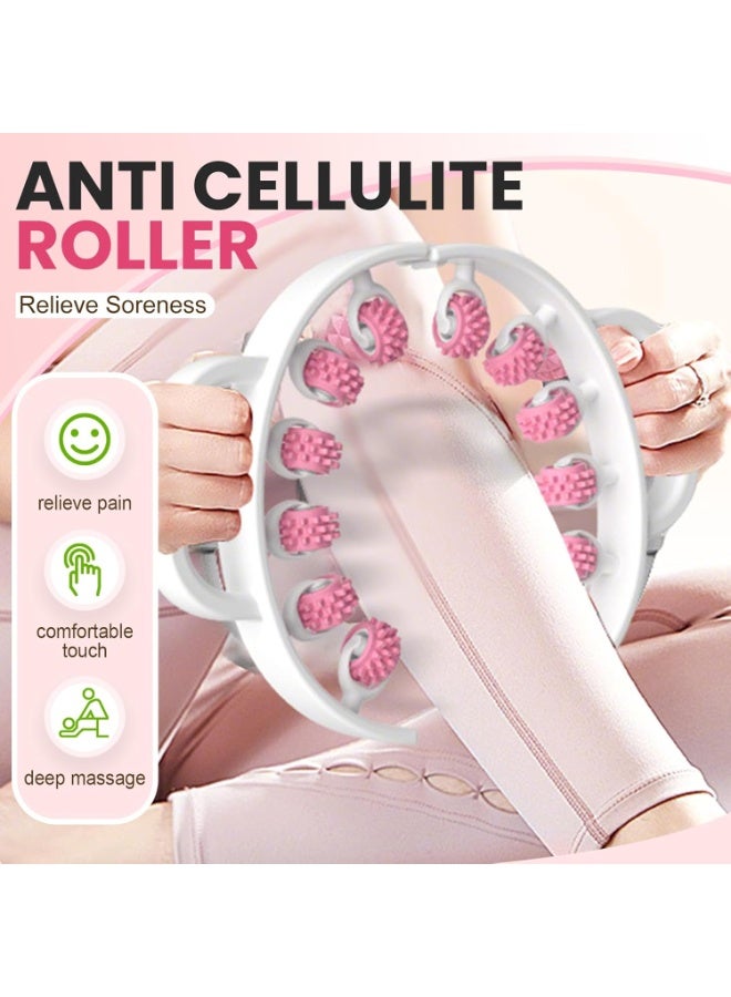 PTTIMFFM 12-Wheel Cellulite Massage Roller Stick, Deep Tissue Fascia Tool for Pain Relief, Muscle Recovery & Body Sculpting with Ergonomic Non-Slip Handles - Image 3