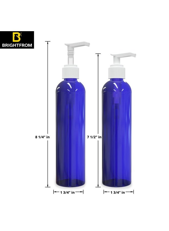 BRIGHTFROM - Empty Lotion Pump Bottles, 8 Oz Bpa-Free Refillable Plastic Containers, Pete1 Cobalt-Blue, Great For - Soap, Shampoo, Lotions, Liquid Body Soap, Creams And Massage Oil'S (Pack Of 3) - Image 1